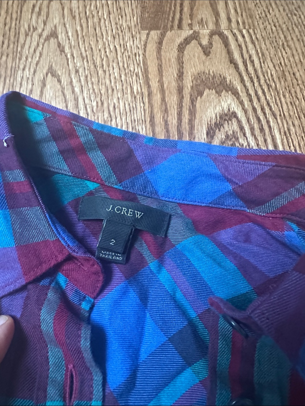 J. Crew Men's Plaid Button-Down Shirt in Blue, Burgundy & Teal